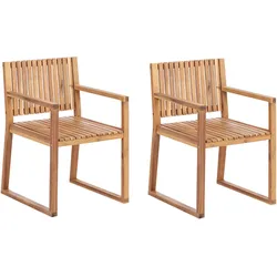 GARTENSTUHL 2er-Set Heller Holzfarbton SASSARI Sassari II