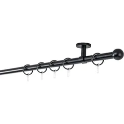 20mm,1-läufig,Rohr,Deckenträger classic,Endstück ball Größe: 250cm, Farbvariante: Schwarz