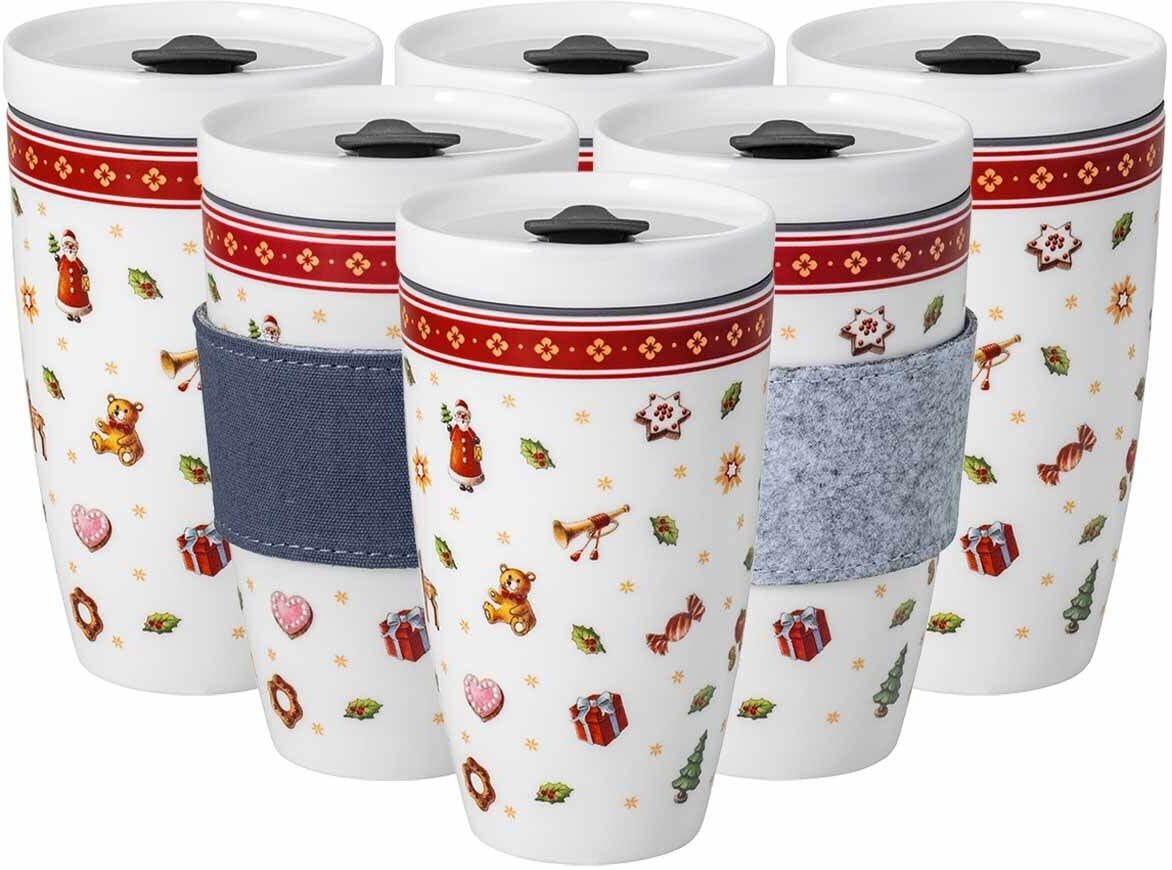 Isolierflasche VILLEROY & BOCH "Coffee To Go Becher Toy's Delight 350 ml 6er Set bunt", bunt, 350ml, Trinkflaschen, Isolierflasche