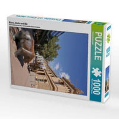 CALVENDO Puzzle Börse, Bulle und Bär 1000 Teile Puzzle hoch | 1000 Teile Lege-Größe 64 × 48 cm Foto-Puzzle für glückliche Stunden