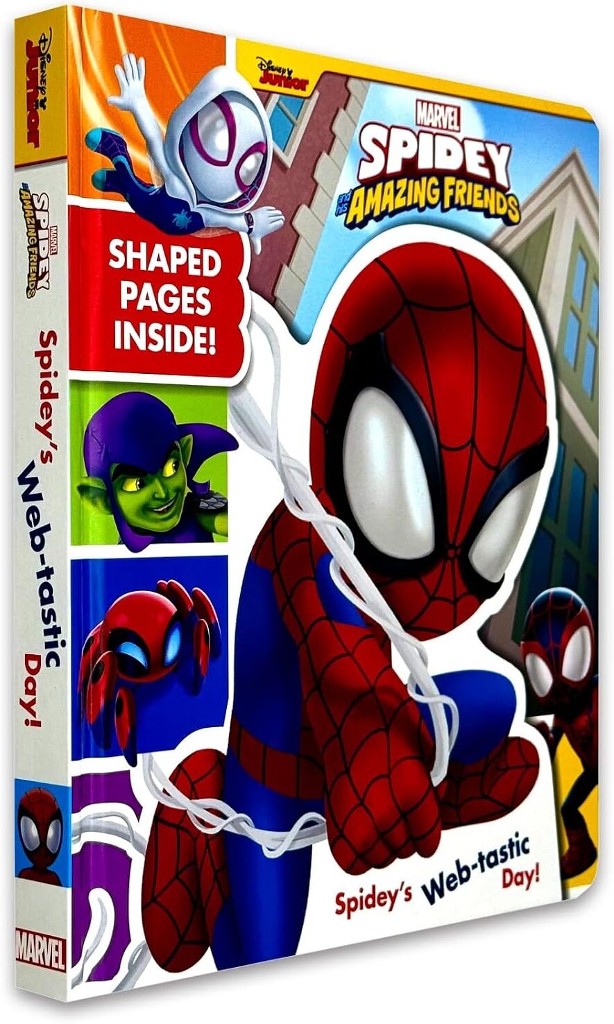 Marvel Press Marvel Spidey and His Amazing Friends: Spidey's Web-Tastic Day! Board Book by David Roe - Ages 3-5 Superhero Adventure with Sturdy Die-Cut Pages