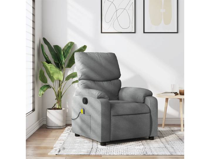 vidaXL Massage-Relaxsessel, hellgrauer Stoff