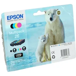 4 Epson Tinten C13T261640 Multipack KCMY 26