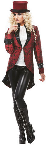 Vampir Frack "Vampirella" für Damen, schwarz/rot