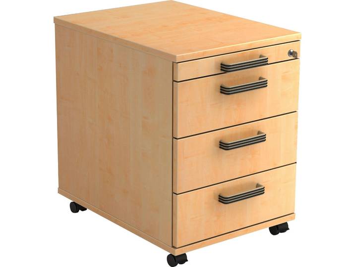 Venda Rollcontainer, Ahornfarben, 4 Schublade(n) Schubladen, 42.8x59x56 cm, Fsc, DIN EN ISO 14001, Beimöbel erhältlich, Büromöbel, Schreibtischcontainer, Rollcontainer
