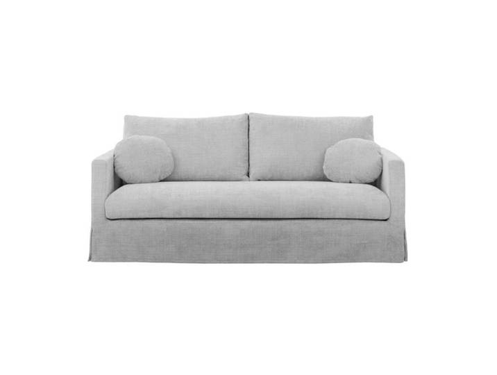 LEONIE - Canapé droit tissu chenille déhoussable 3 places Gris clair