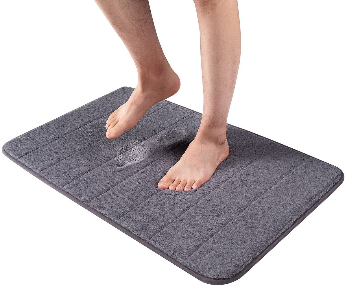 Koraal fleece tapijt Grijs - Ultrazachte katoenen badmat met antislip voor badkamer, slaapkamer of keuken