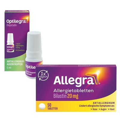 Allegra Allergietabletten 20 mg Tabletten + Optilegra 1 mg/ml Augentropfen Lösung St Set