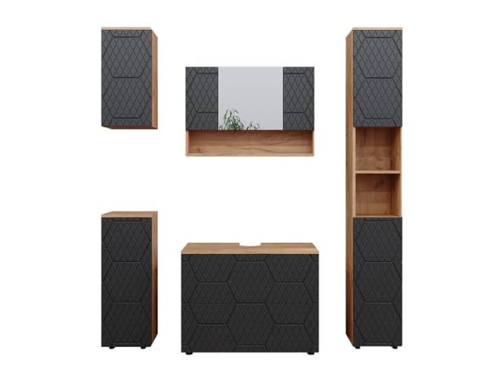 Vicco Badkamermeubel set Irma , Antraciet met honingraatstructuur, 80 cm