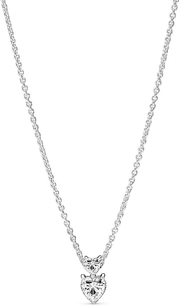 Collier Pandora Avec Pendentif Double Cœur Scintillant Femme