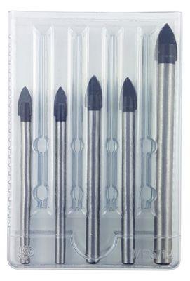 Projahn Crystal Glas- und Fliesenbohrer-Set, 5-teilig, Zylinderschaft, Ø 6-6-8-8-10 mm