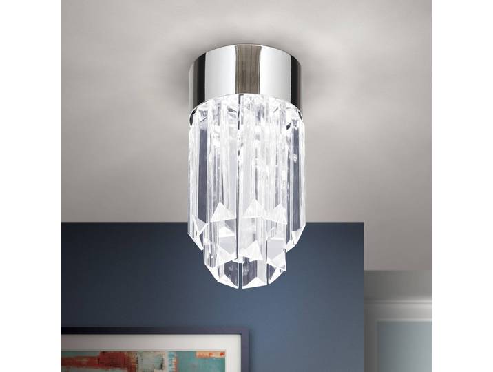 ORION Kristall Deckenlampe Prism, dimmbar, chrom / silber, für Flurbereich, Kristall, Deckenlampe