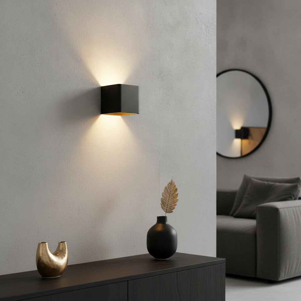 Artdelight Fulda Vierkante Wandlamp - Zwart en Goud/Messing - Aluminium