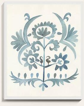 "Megan Block Print Floral Art - 22"" x 18"" - Ballard Designs"