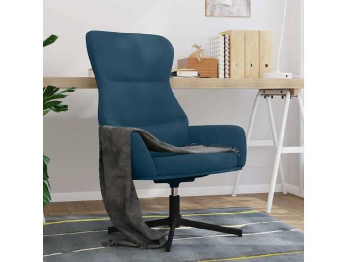 YUTAASU Blue Velvet Relax Chair 360 Degree Swivel Thick Padded, Metal Frame, Sturdy Living Room Armchair, Comfortable Armrests
