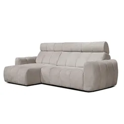 ECKSOFA KIMI 3-Sitzer, ausziehbarer Sitz, verstellbare Kopfstützen, beige