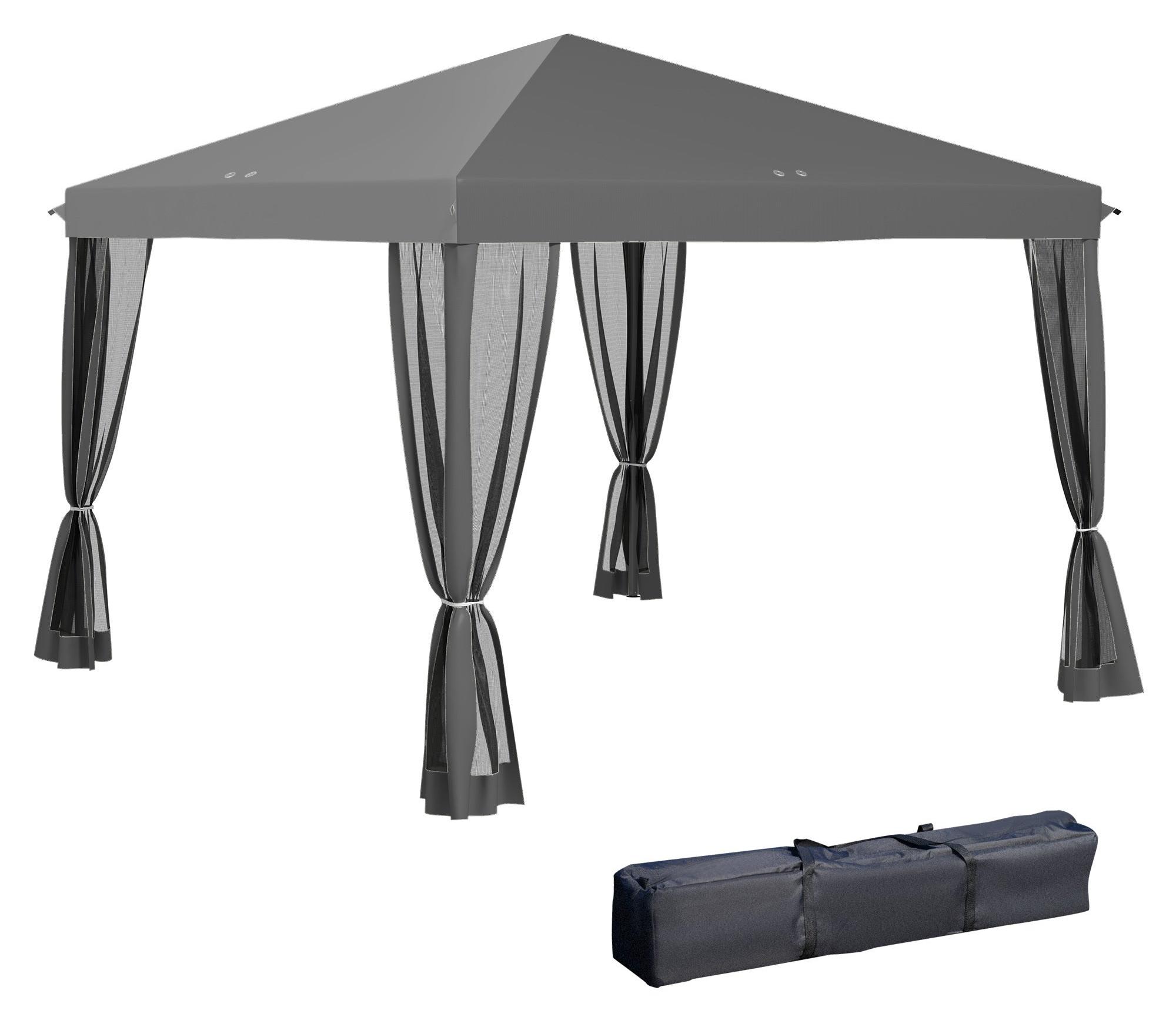 Pavillon - Wintergarten - Tunnelzelt - Partyzelt - Gazebo - Grau - 3 x 3 Meter - 4 abnehmbare Moskitonetze