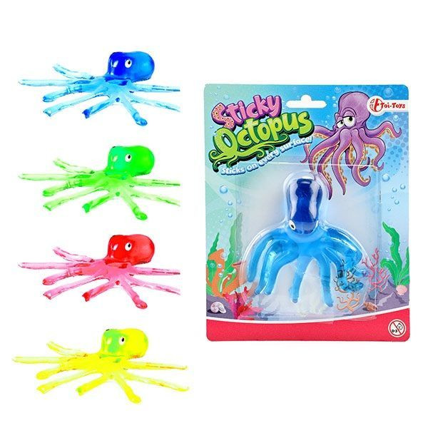 Kleverige octopus Raamkruiper in 4 assorti kleuren