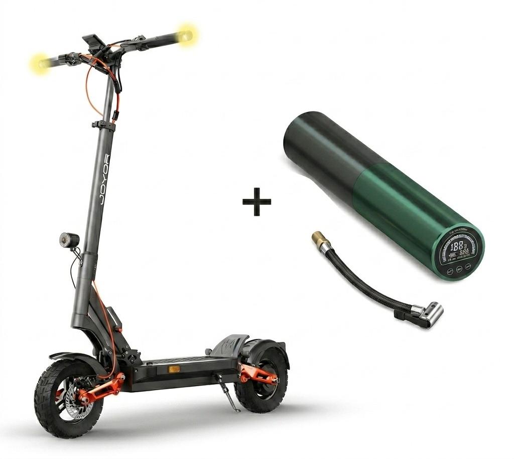Joyor T6E Pro E-Scooter mit Straßenzulassung + Akku-Luftpumpe 500W bis 90km Reichweite Blinker offroad 10 Zoll hydraulische Federung
