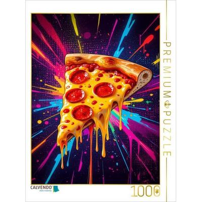 CALVENDO Puzzle Pizza Slice im Farbgewitter | 1000 Teile Lege-Größe 64x48cm Foto-Puzzle für glückliche Stunden