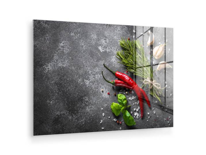 MuchoWow Acrylglasbild Pfeffer - Kräuter - Gewürze - Beton Wanddeko 60x40 cm, Dunkelgrau, Glas, Rechteckig, 60x40 cm, Bilder & Rahmen, Bilder, Acrylglasbilder