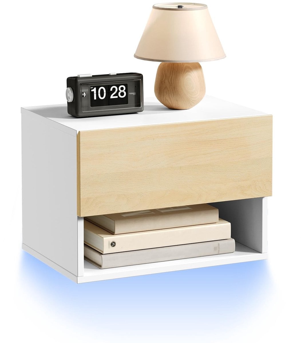 Modern Zwevend Nachtkastje met geïntegreerde RGB LED-verlichting