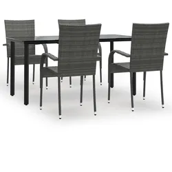 vidaXL 5-tlg. Garten-Essgruppe Grau Poly Rattan