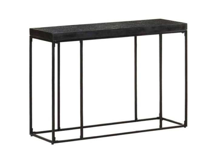 TEKGHUT Konsolentisch Schwarz 110x35x76 cm Massivholz Akazie und Mango Massivholz Akazie und Mango, Stahlrahmen, handgeschnitztes Muster, vielseitig nutzbar, stabil und langlebig