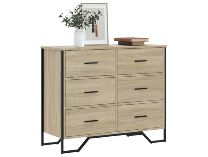 smnyxs Kommode Sonoma-Eiche, 91 x 35,5 x 74,5 cm, Holz Multifunktionales Möbelstück, Aufbewahrungsschubladen, glatte Oberfläche, stabile Struktur, Wandbefestigung inklusive