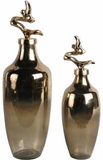 Sagebrook Home Lusaka Glass Bottle, Gold