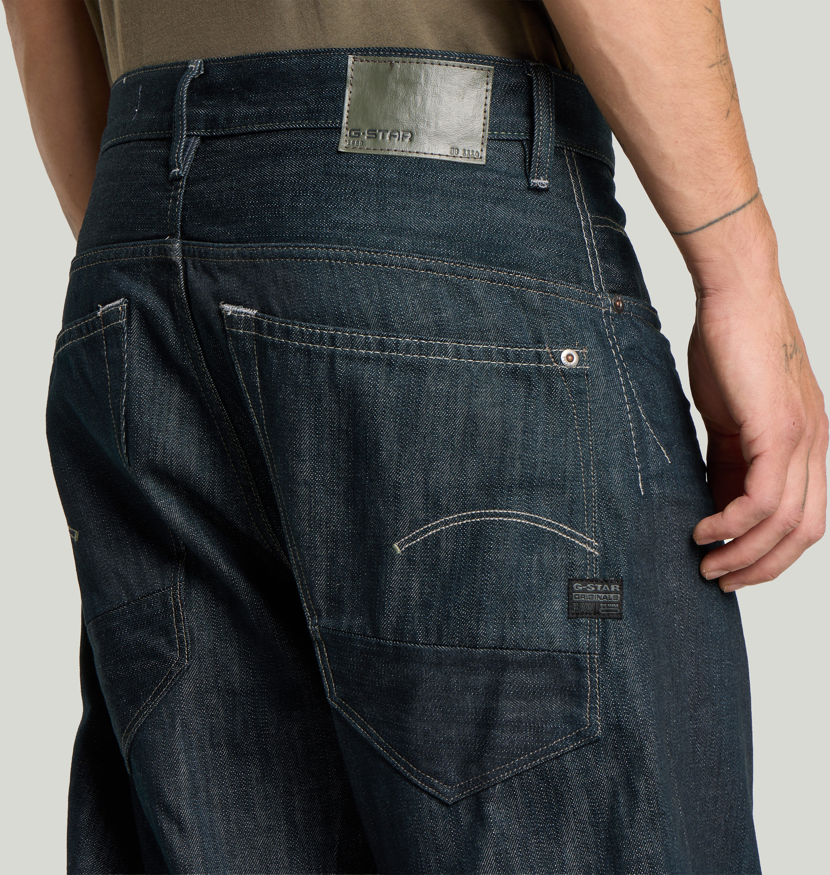 Loose-fit-Jeans G-STAR "G-Star Arc 3D Loose", Herren, Gr. 33, Länge 34, blau (neo raw denim), Denim/Jeans, Obermaterial: 100% Baumwolle, loose fit lang, Jeans Loose-fit-Jeans, aus Baumwoll-Denim, 5-Pocket-Stil neo raw denim 33, Länge 34