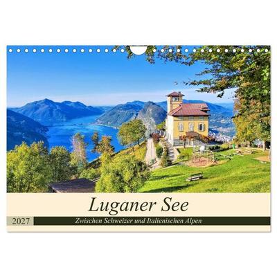 Luganer See - Zwischen Schweizer und Italienischen Alpen (Wandkalender 2027 DIN A4 quer), CALVENDO Monatskalender