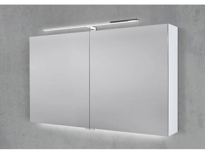 Spiegelschrank 120 cm mit LED Chrom Beleuchtung Doppelspiegeltüren