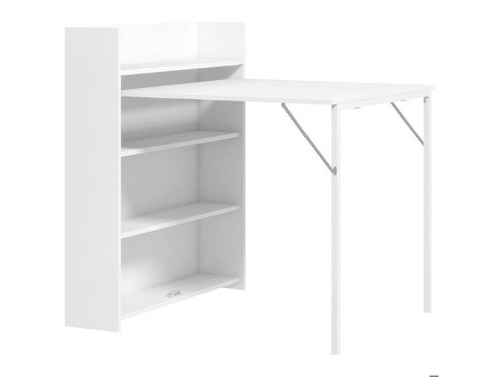 YWJ Table Pliante Salle Manger Cuisine Rabat Latéral 4 Compartiments 3 Personnes Gain Espace Blanc