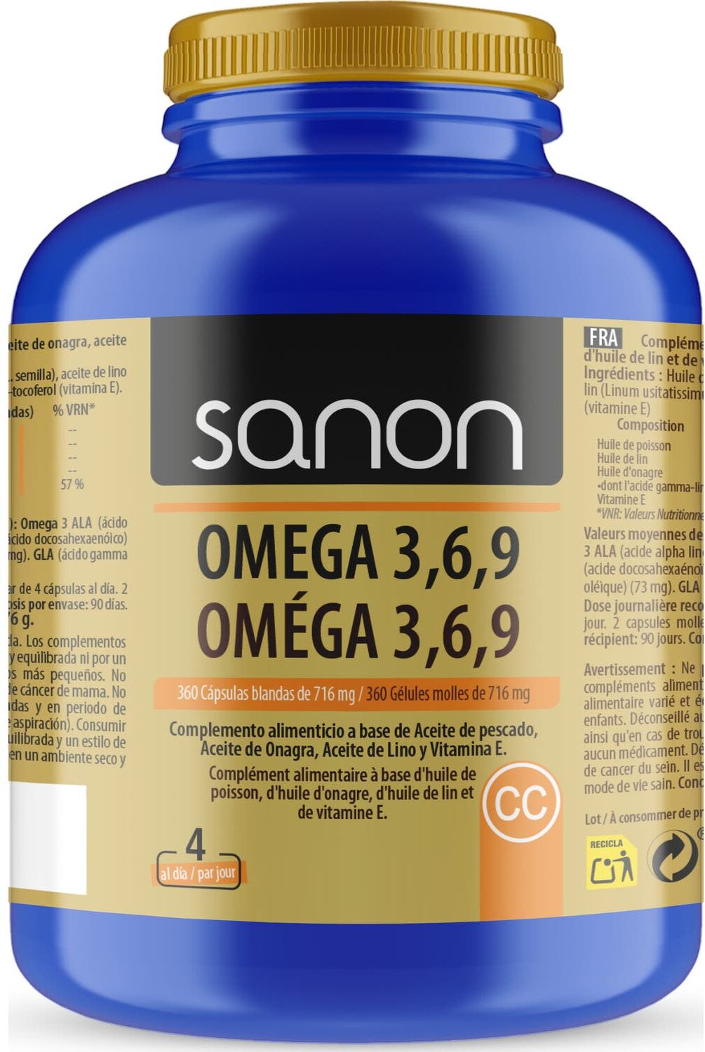 Sanon Omega 3 6 9 360 cápsulas blandas