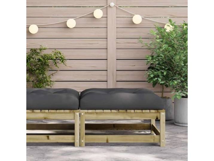 KTHLBRH Fußstütze für den Garten, imprägniertes Kiefernholz, 70 x 70 x 30 Ottomane für den Außenbereich mit anthrazitfarbenem Kissen, modulares Design, max. Belastung 110 kg