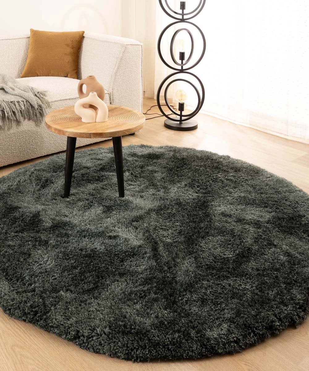 Tapeso Shaggy vloerkleed rond - Meadow blauw