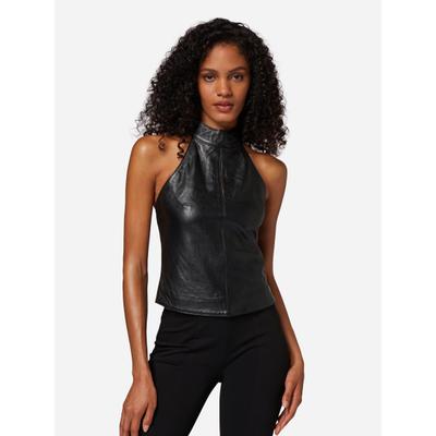 Neckholdertop RICANO "Top Lina", Damen, Gr. 3XL, schwarz, Obermaterial: 100% Lammnappaleder LANA., schmal, Neckholder, Tops Neckholdertop, Handgefertigt aus echtem Leder