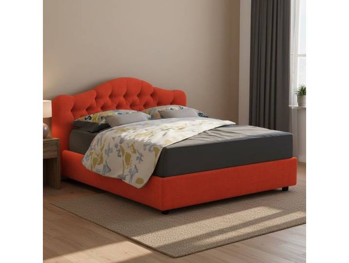Lit Double Allik Dmora en Tissu Orange
