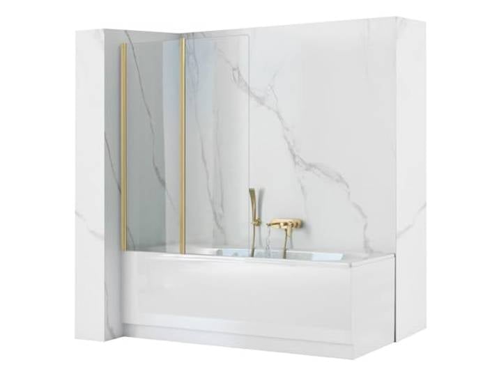 Rea Badewannenaufsatz Agat 100 Brushed Gold, Glas, Spritzschutz - 1,8X100X140CM