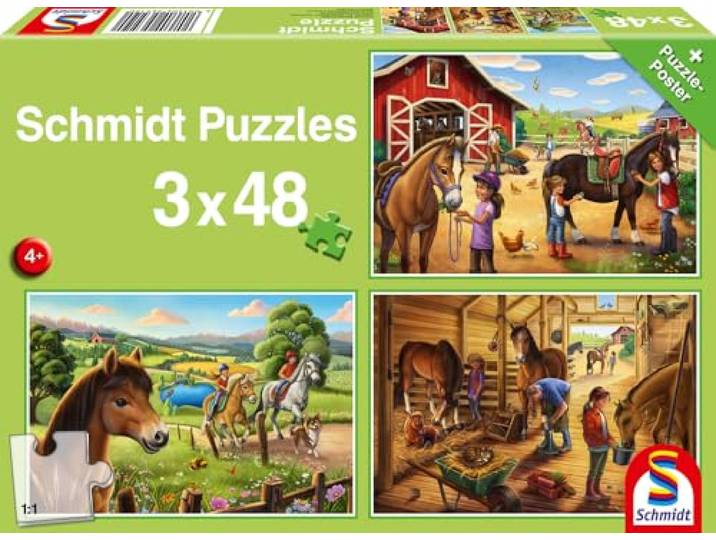 Schmidt Spiele 56519 Mijn favoriete paard, 3x48 stukjes kinderpuzzel, meerkleurig