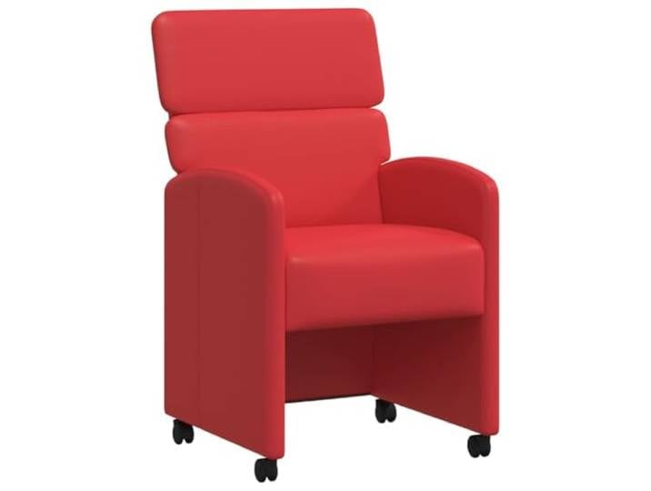 Coespram Esszimmerstühle 2er Set mit Rollen Kunstleder Rot 58x65x98 cm Bequeme Küchenstühle auf Rollen mit ergonomischer Rückenlehne, Polsterung und Armlehne für das Esszimmer.
