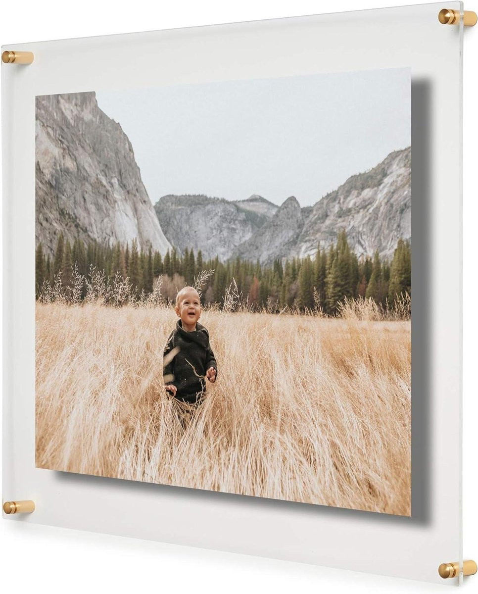 Acryl Fotolijst Zwevend Frame Dubbel Paneel Goud 16x20 Inch