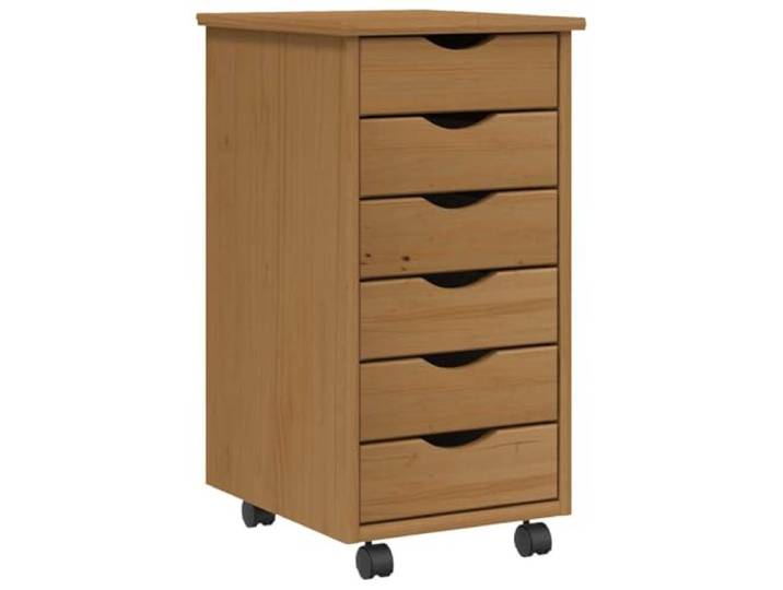Heofavd Rollschrank mit 6 Schubladen Kiefer Massivholz 34x39x65,5cm