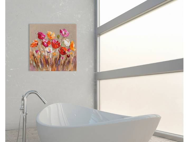 Toile image Fleurs colorées et élégantes Tissu mélangé Multicolore 40 x 40 x 3cm