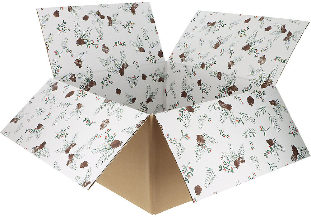 Wellpapp-Faltkarton mit Innendruck Christmas, braun, VE 20 Stk, LxBxH 350 x 315 x 170 mm ratioform