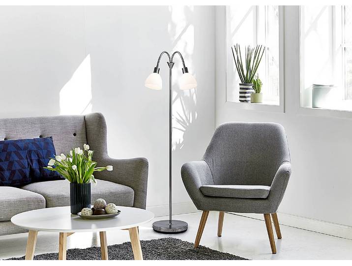 Stehleuchte Ray Double 25 x 158 x 25cm Silber/Chrom Chrom, verchromt E14
