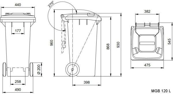 Weber Affaldsbeholder 120 Liter, Grå
