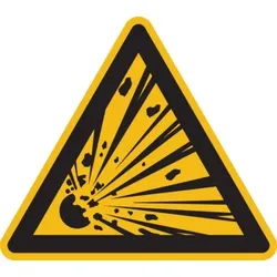 König Werbeanlagen Warnschild, Warnung vor explosionsgefährlichen Stoffen W002 - ASR A1.3 (DIN EN ISO 7010) - 200x0.45 mm Aluminium geprägt