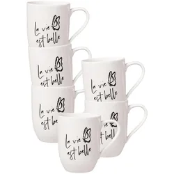 Villeroy & Boch, Tasse, Multipack Statement Becher mit Henkel La vie est belle - 6 Stück (290 ml, 6x)
